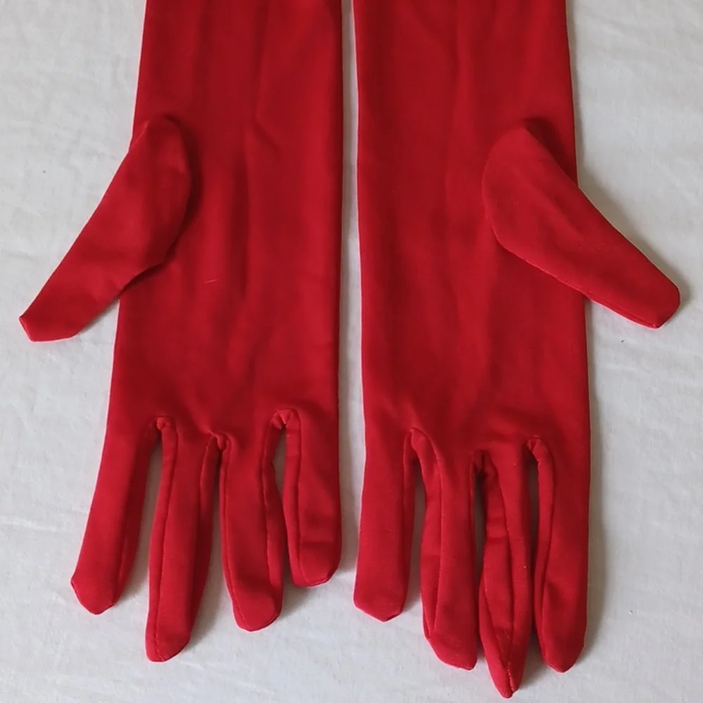 3/$25 SALE Vintage Evening Gloves for Women Mrs Clause Holiday Red, One Size